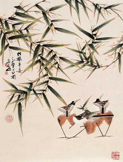 韩天衡 现代 竹报平安 立轴